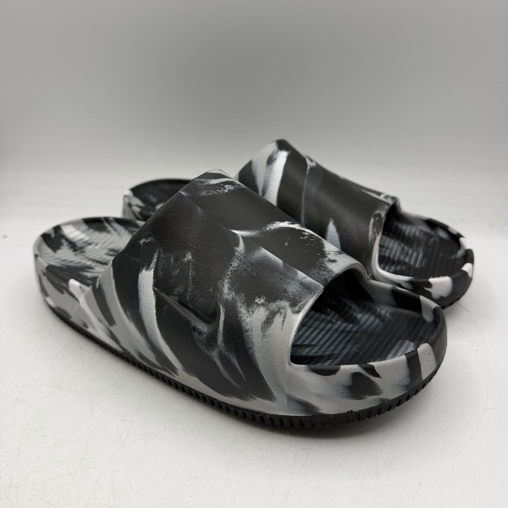 Nike Calm Slide Sandals Mens 9 Womens 10 Black White Marble Print FV5637-001